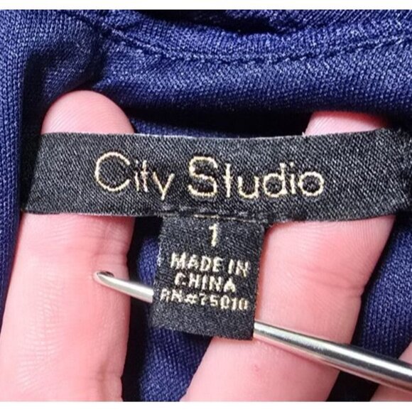 City Studio Dress 1 Blue Cut Out Trim Textured Knit Classic Short Sleeve Womens - Picture 9 of 16